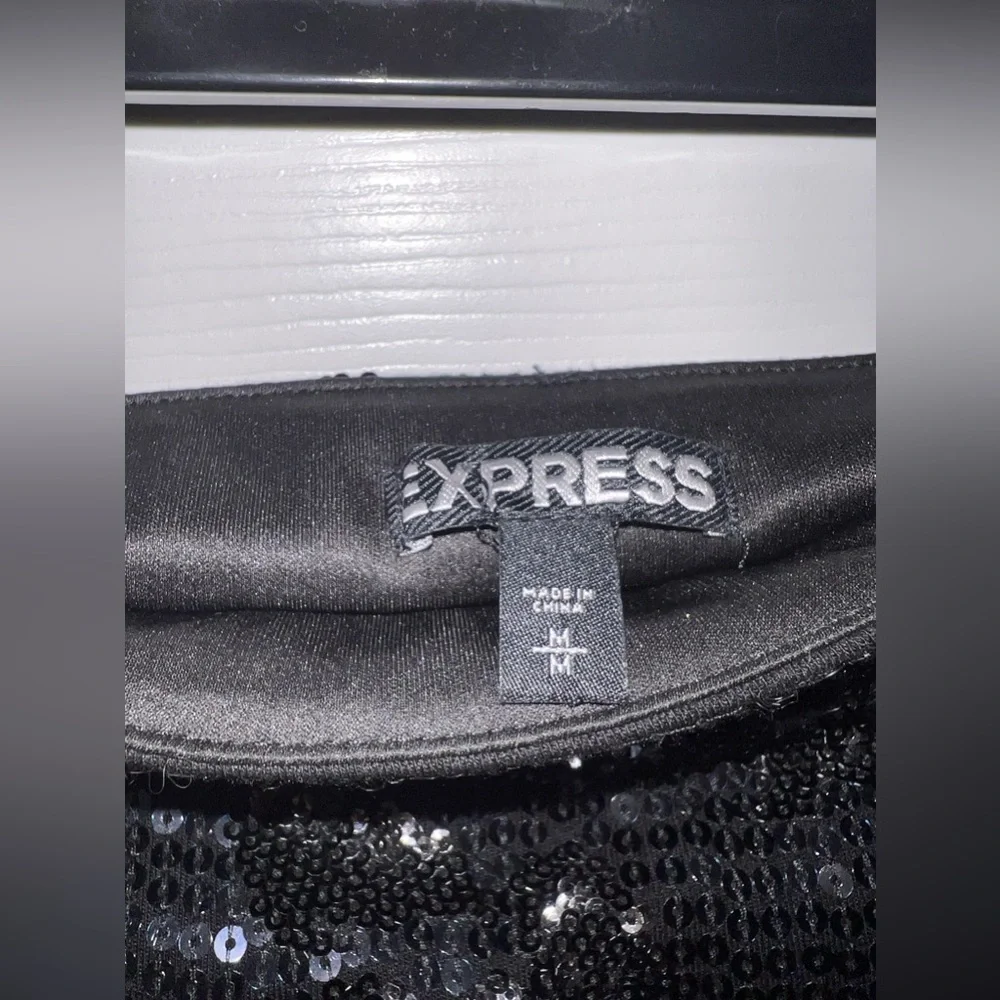 Express Sequin Leopard Print Mini Skirt, Size M - Picture 3 of 3